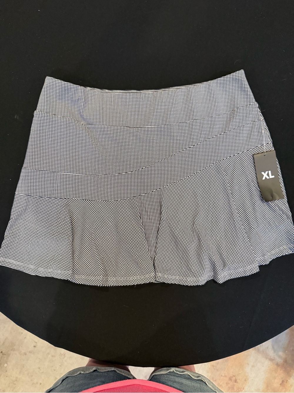 NWT IBKUL Mini Check Flounce Skort XL Black White Golf Tennis UPF 50+
